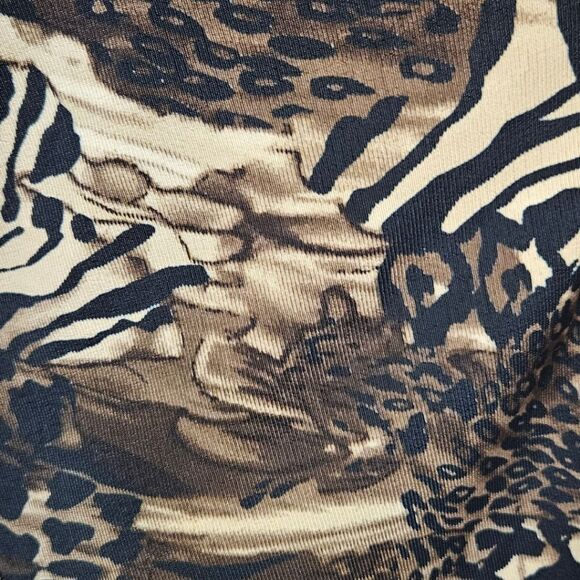 NOTATIONS Women's Short Sleeve 2For One Safari Leopard Print Blouse Size Large - Picture 7 of 16